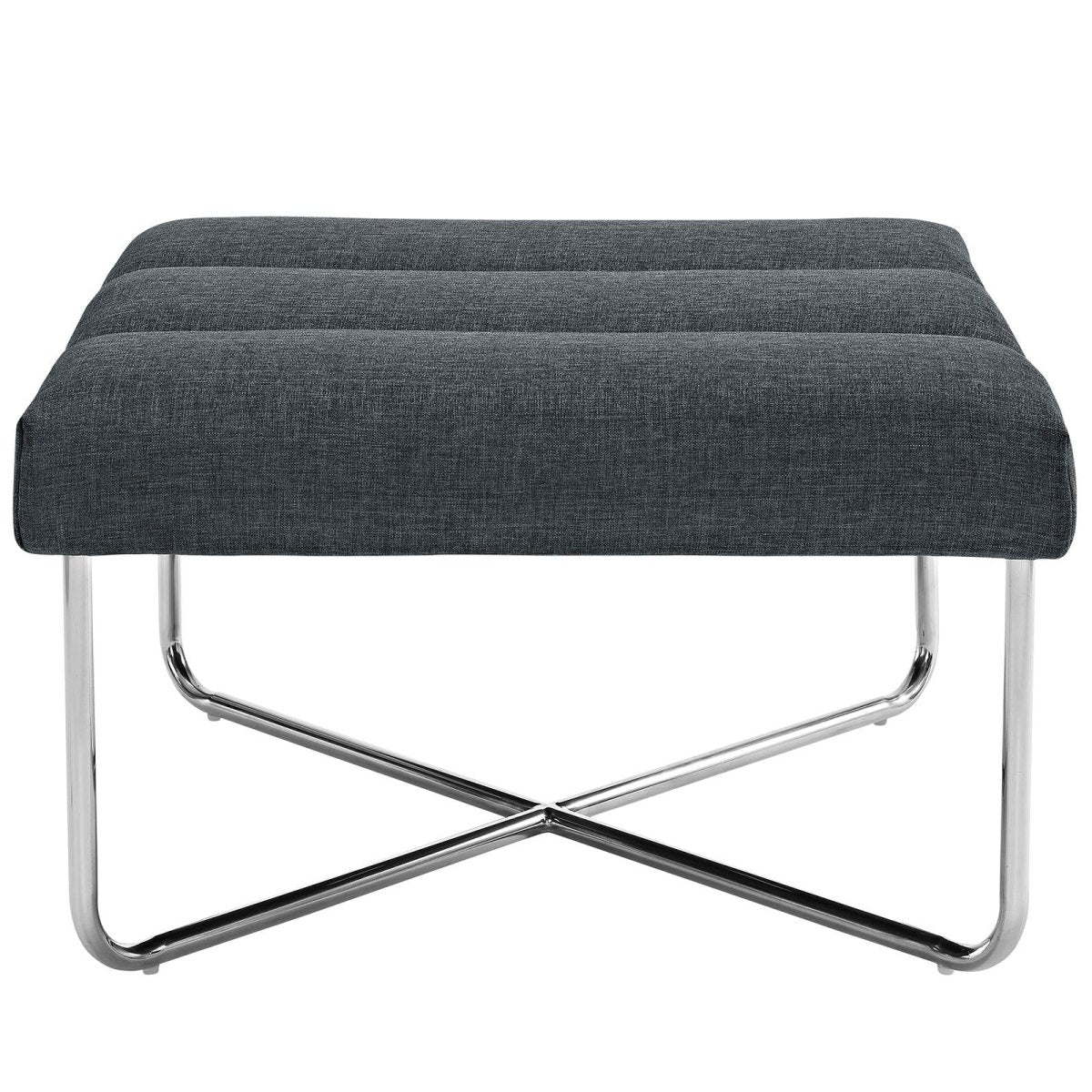 Modern Fabric Ottoman with Steel Base – Gray 26 Inch - Ottomans available at Alpine Outlets in Denver