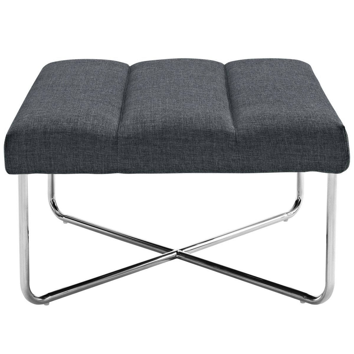 Modern Fabric Ottoman with Steel Base – Gray 26 Inch - Ottomans available at Alpine Outlets in Denver