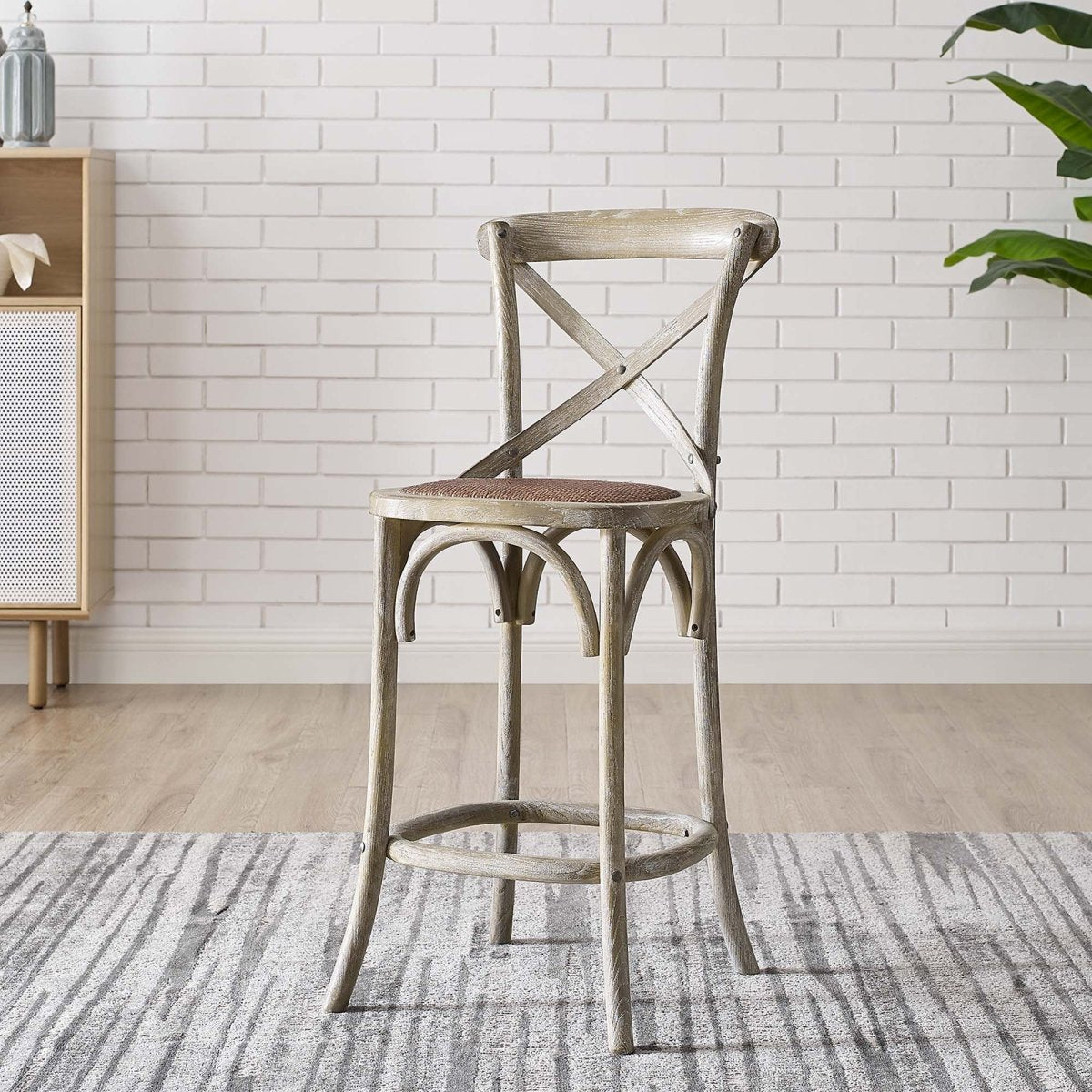 Modern Farmhouse X - Brace Back Elm Wood Counter Stool - Stools available at Alpine Outlets in Denver