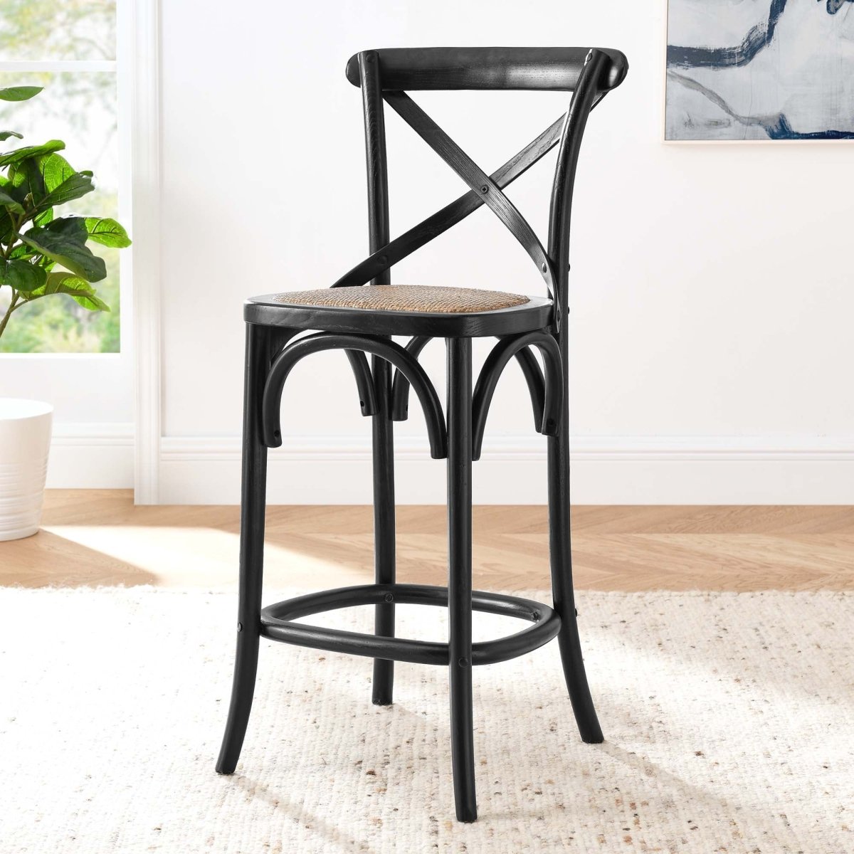Modern Farmhouse X - Brace Back Elm Wood Counter Stool - Stools available at Alpine Outlets in Denver