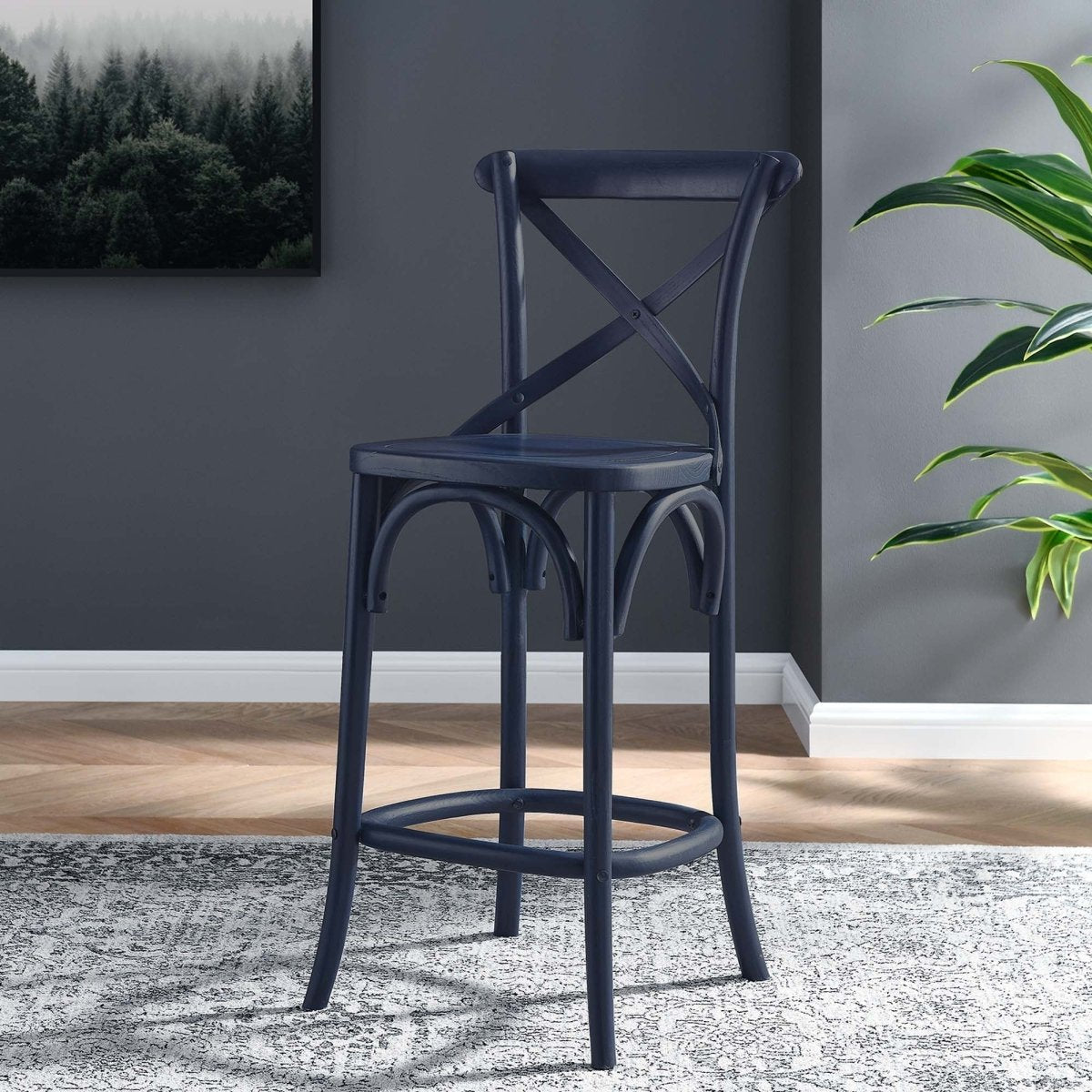 Modern Farmhouse X - Brace Back Elm Wood Counter Stool - Stools available at Alpine Outlets in Denver