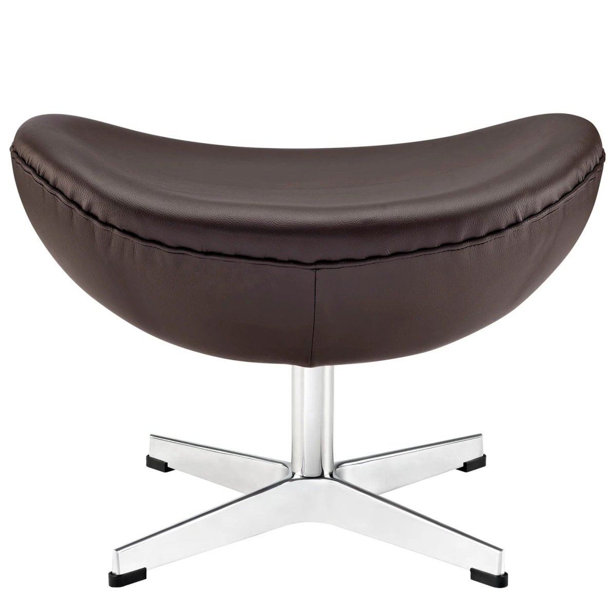 Modern Leather Ottoman with Aluminum Base – Sculptural 22 Inch - Ottomans available at Alpine Outlets in Denver