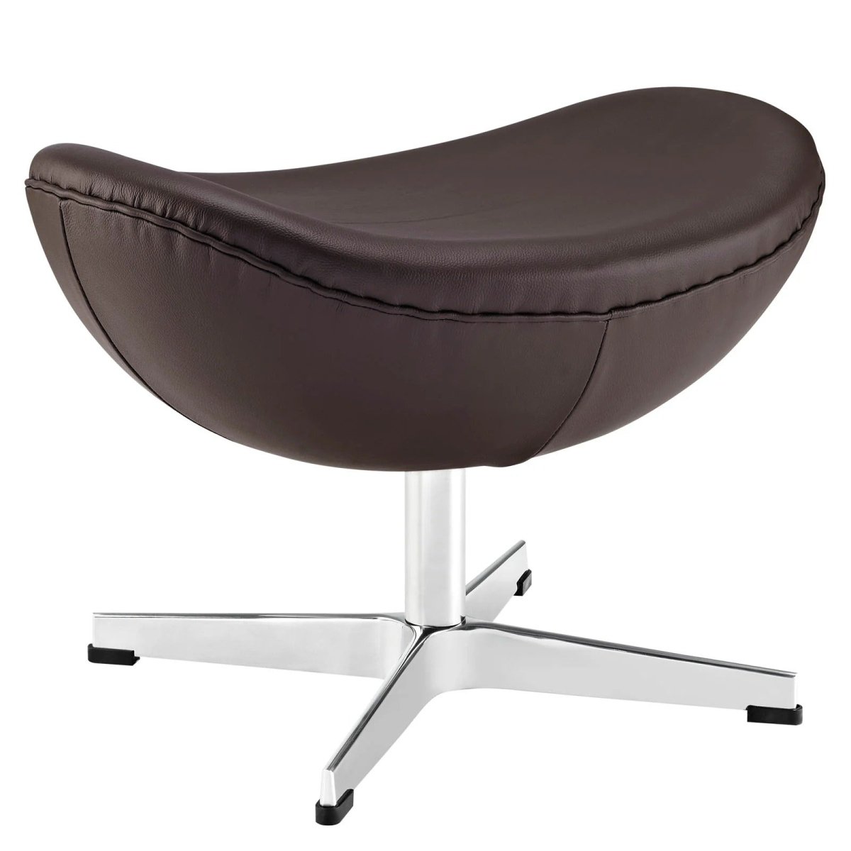 Modern Leather Ottoman with Aluminum Base – Sculptural 22 Inch - Ottomans available at Alpine Outlets in Denver