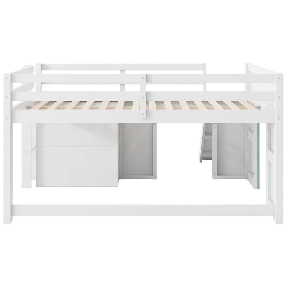 Modern Low Loft Bed With Slide, 3 Storage Drawers, And 2 Doors - Loft Beds available at Alpine Outlets in Denver