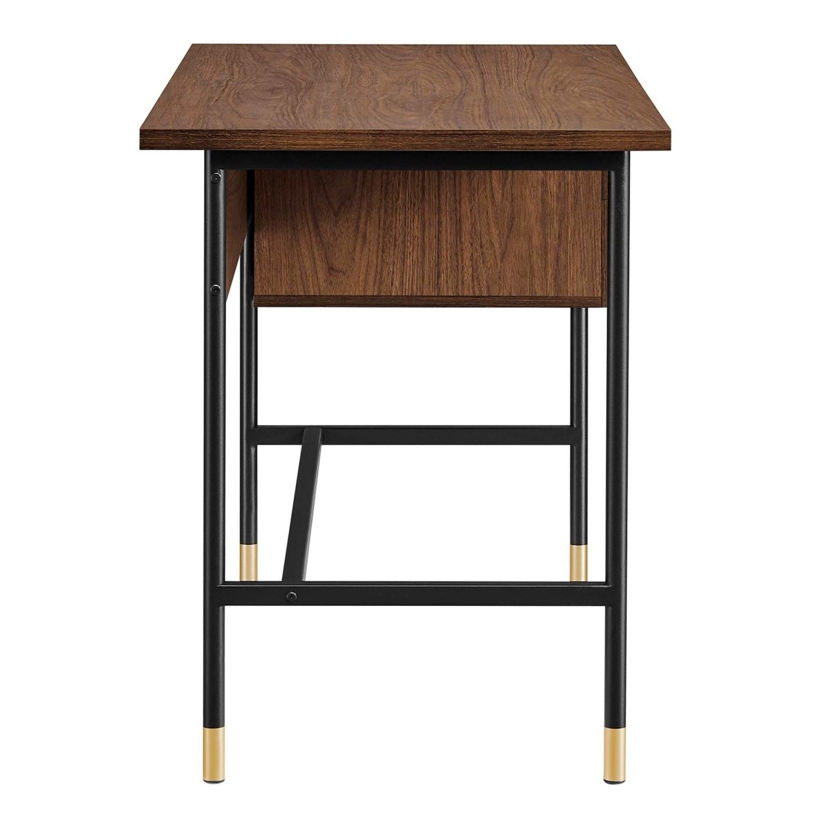 47" Black Walnut Modern Office Desk with Gold Accents - Workspace - Alpine Outlets