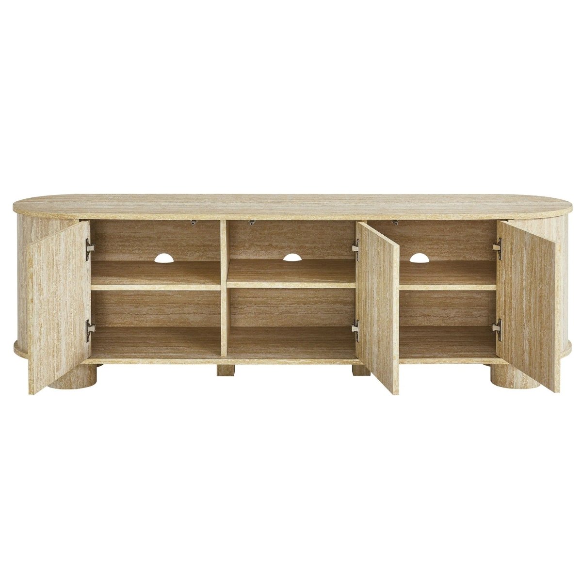 Modern Oval TV Stand with Push to Open Doors and Storage 63 Inch - TV Stands available at Alpine Outlets in Denver