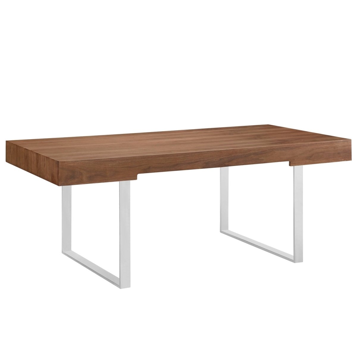 75" Walnut Modern Steel Base Office Desk - Workspace - Alpine Outlets