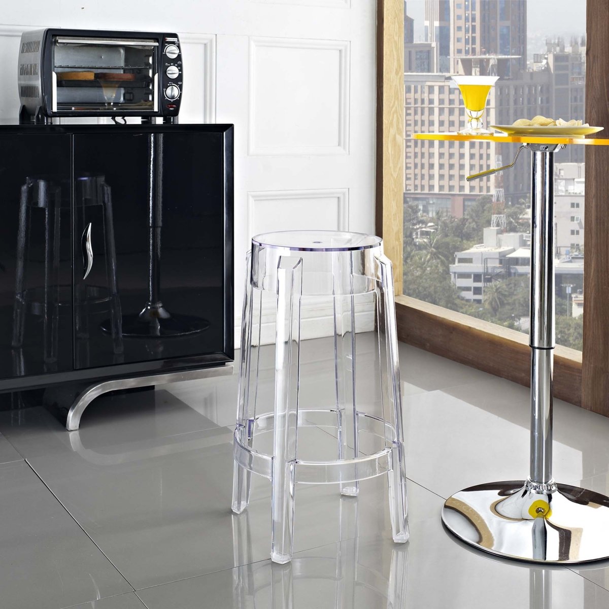 Modern Transparent Acrylic Backless Counter Stool - Stools available at Alpine Outlets in Denver