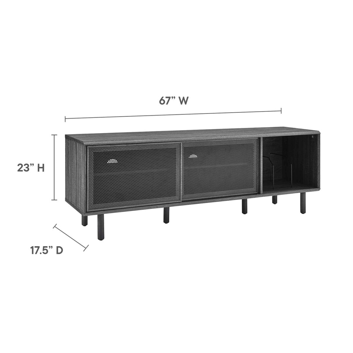 Modern TV and Vinyl Record Stand with Mesh Sliding Doors 67 Inch - TV Stands available at Alpine Outlets in Denver