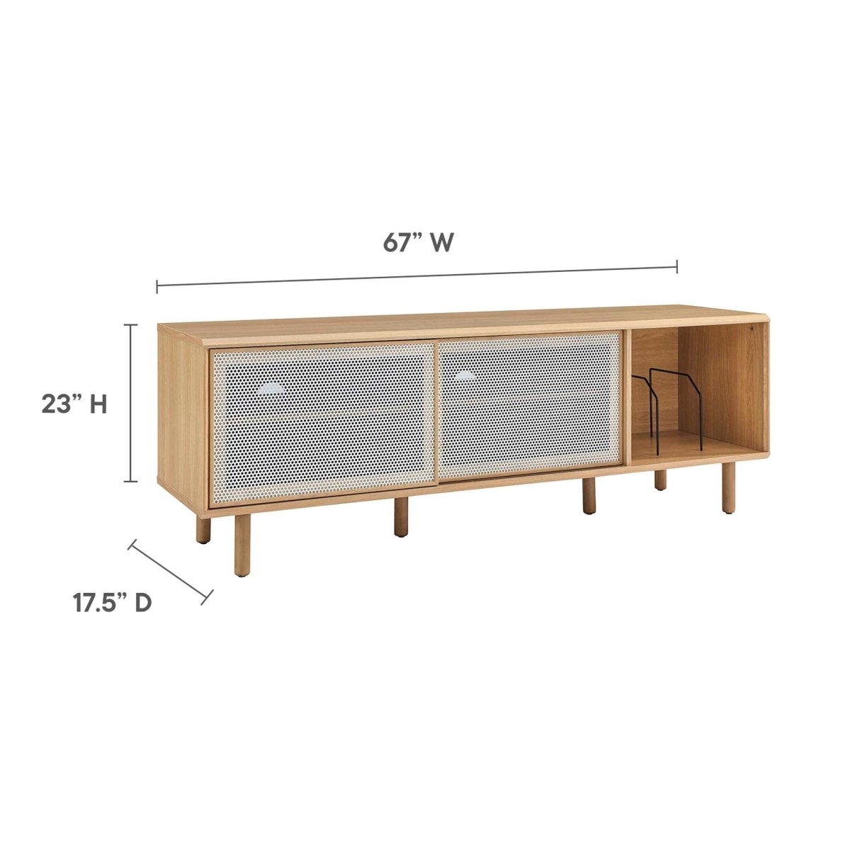 Modern TV and Vinyl Record Stand with Mesh Sliding Doors 67 Inch - TV Stands available at Alpine Outlets in Denver