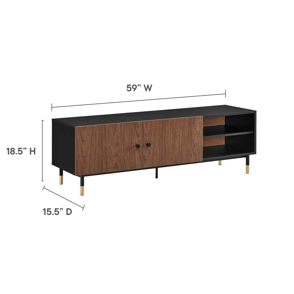 Modern TV Stand with Hinged Doors and Open Storage 60 Inch - TV Stands available at Alpine Outlets in Denver