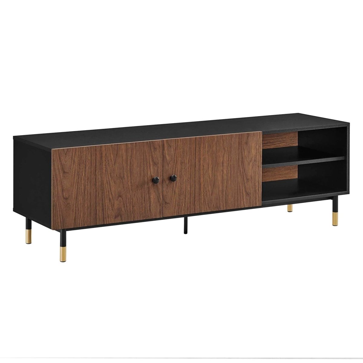 Modern TV Stand with Hinged Doors and Open Storage 60 Inch - TV Stands available at Alpine Outlets in Denver
