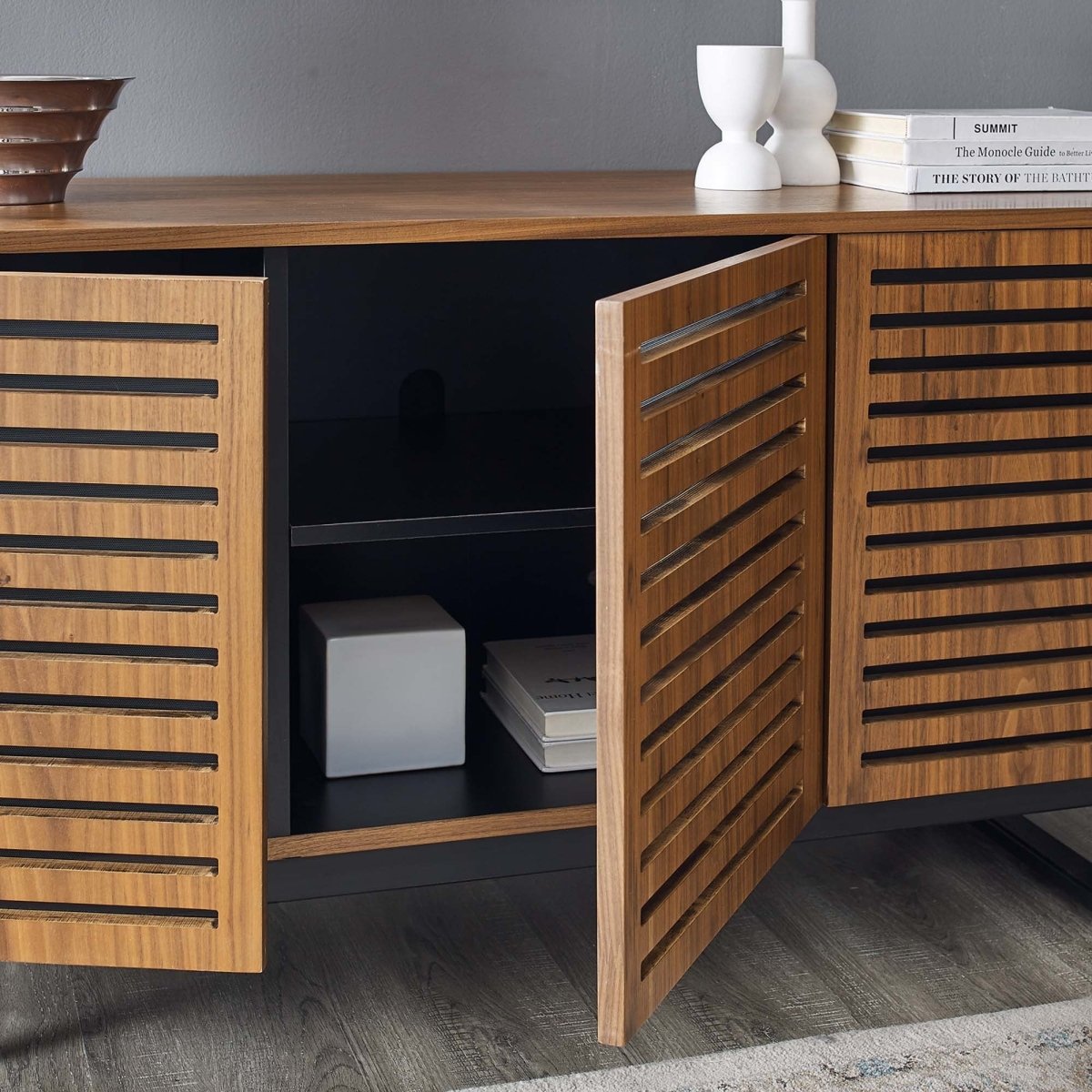 Modern TV Stand with Sliding Doors and Adjustable Shelves 55 Inch - TV Stands available at Alpine Outlets in Denver