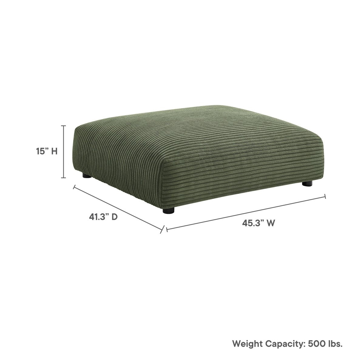 Modular Corduroy Upholstered Ottoman β Large Square 45 Inch - Ottomans available at Alpine Outlets in Denver