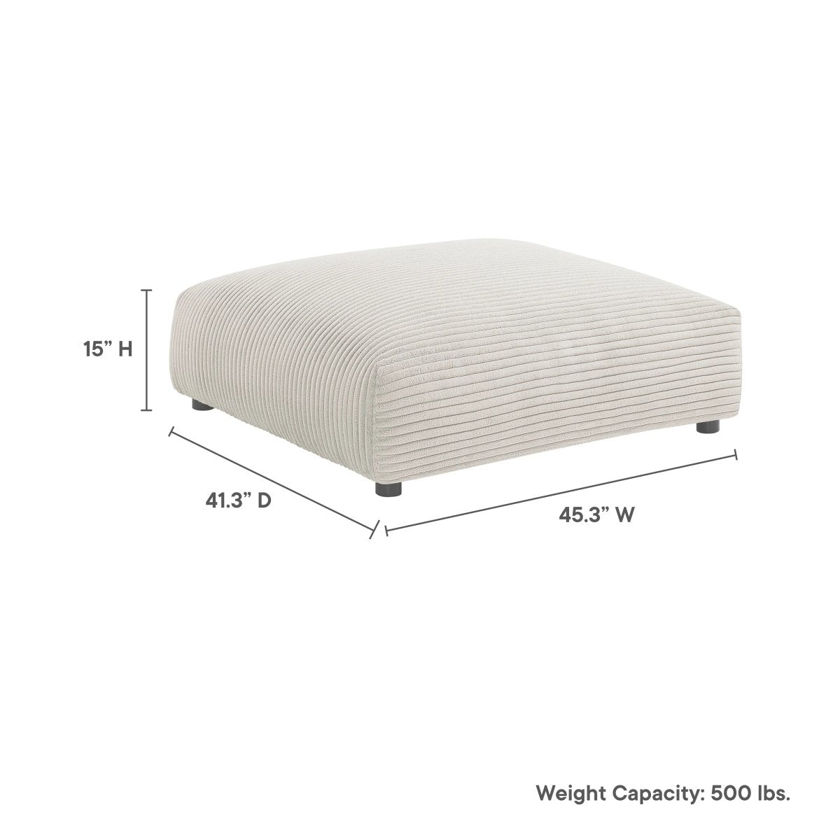 Modular Corduroy Upholstered Ottoman β Large Square 45 Inch - Ottomans available at Alpine Outlets in Denver