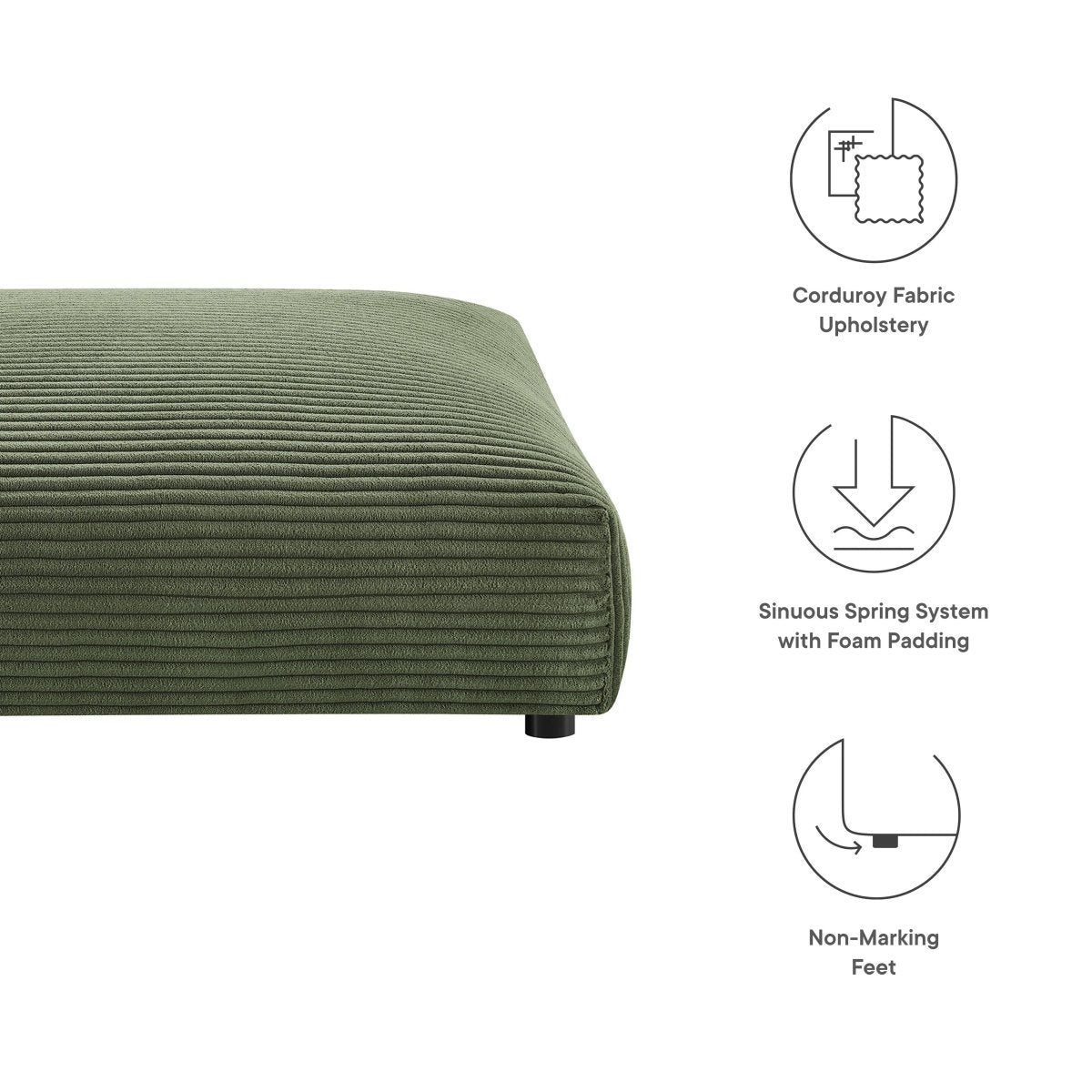 Modular Corduroy Upholstered Ottoman β Large Square 45 Inch - Ottomans available at Alpine Outlets in Denver