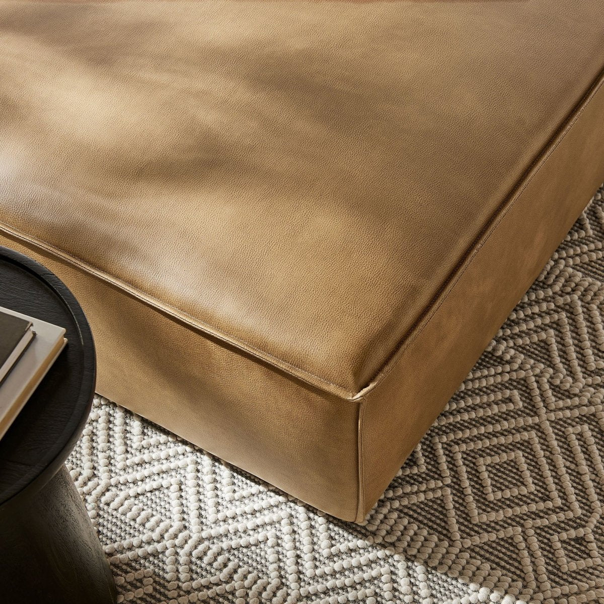 Modular Vegan Leather Ottoman with Piping – 41 Inch - Ottomans available at Alpine Outlets in Denver