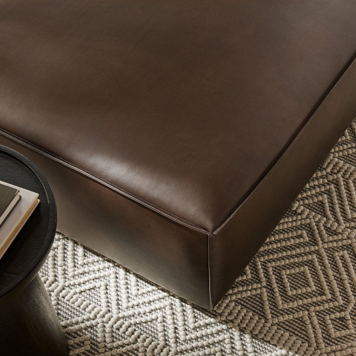 Modular Vegan Leather Ottoman with Piping – 41 Inch - Ottomans available at Alpine Outlets in Denver