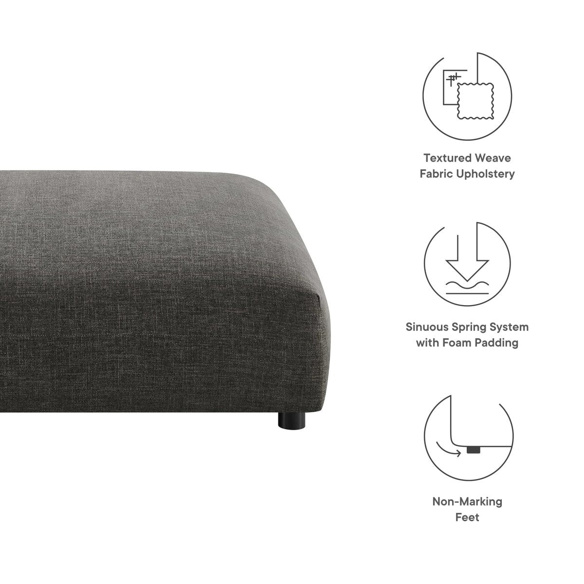 Modular Woven Fabric Upholstered Ottoman – Large Square 45 Inch - Ottomans available at Alpine Outlets in Denver