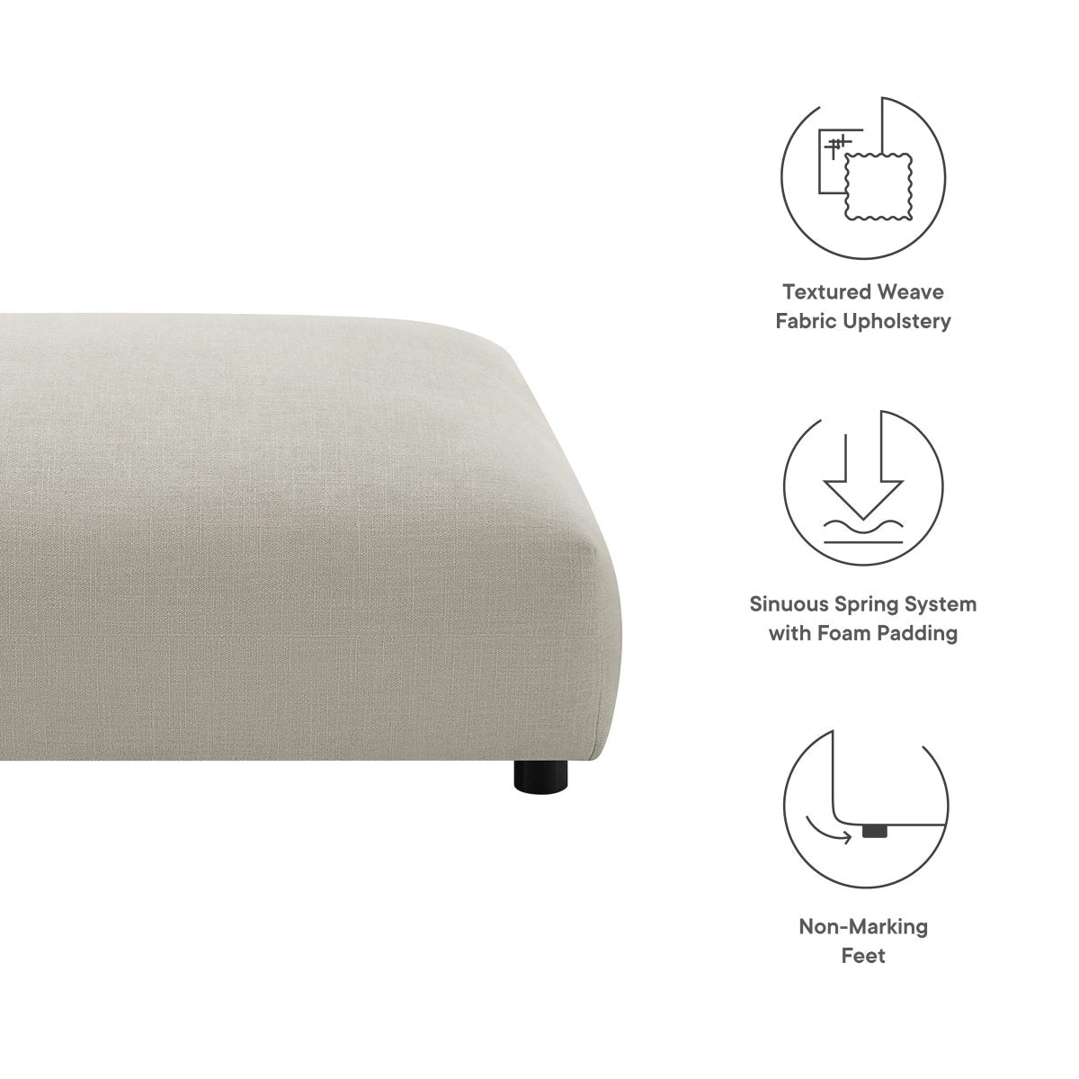 Modular Woven Fabric Upholstered Ottoman – Large Square 45 Inch - Ottomans available at Alpine Outlets in Denver