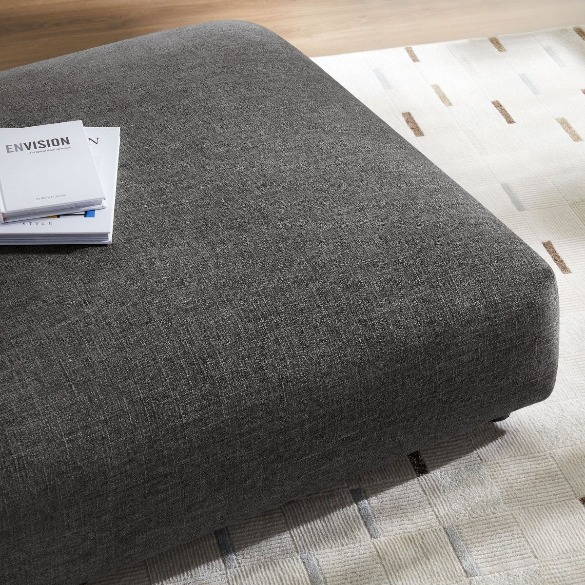 Modular Woven Fabric Upholstered Ottoman – Large Square 45 Inch - Ottomans available at Alpine Outlets in Denver
