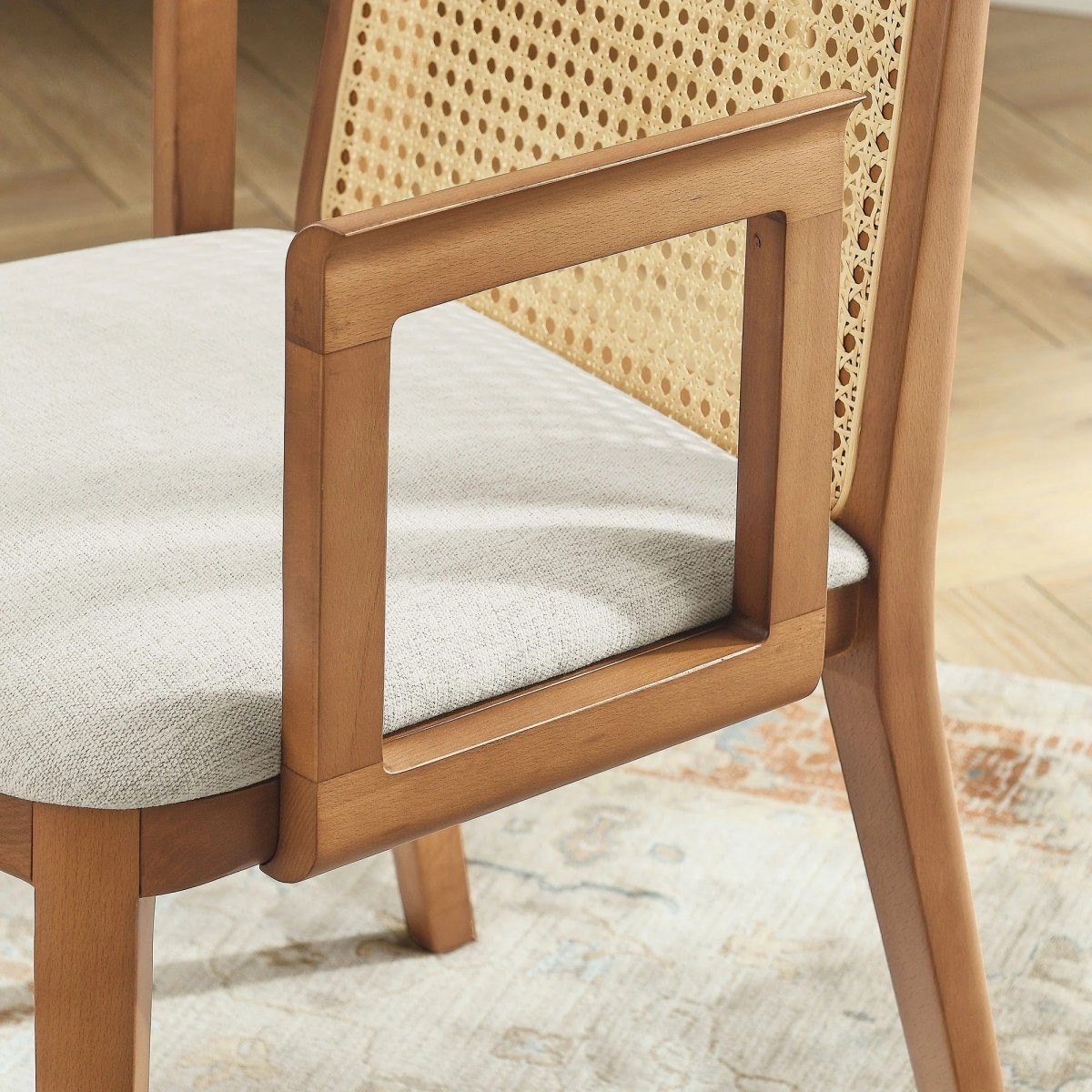 Natural Beech Wood and Rattan Cane Back Dining Armchair - Dining Chairs available at Alpine Outlets in Denver