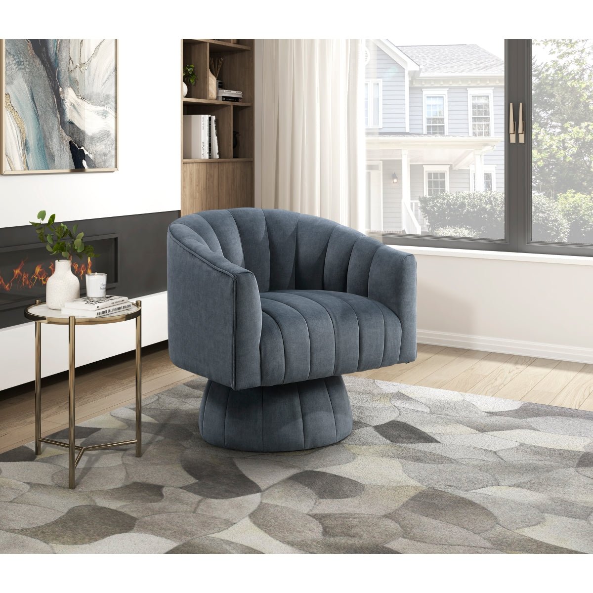 NicBex Modern Velvet Swivel Barrel Accent Chair – 26.5" Wide - Living Room Furniture - Alpine Outlets