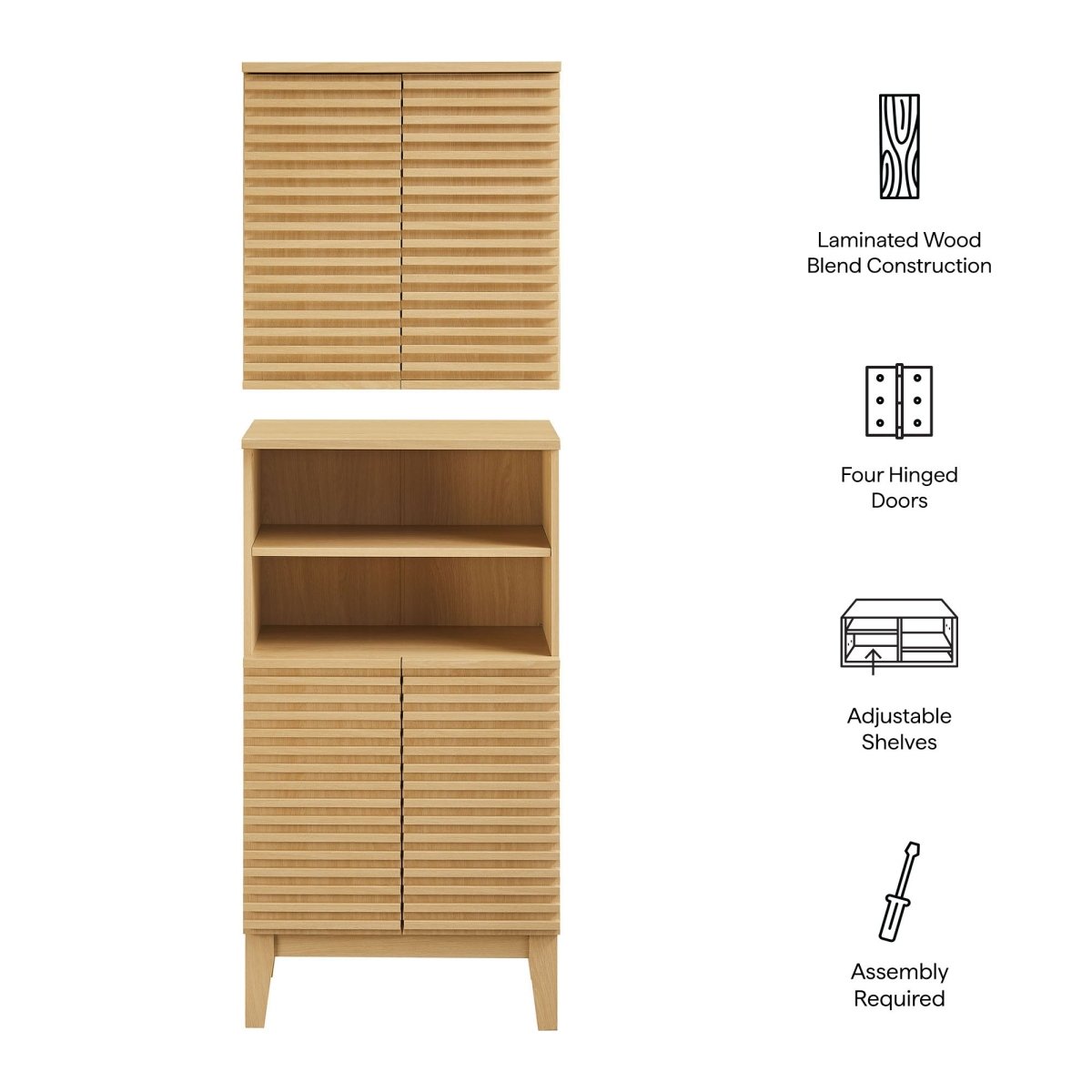 Oak Bathroom Cabinet Set with Freestanding and Wall-Mounted Storage - Bathroom Fixtures - Alpine Outlets