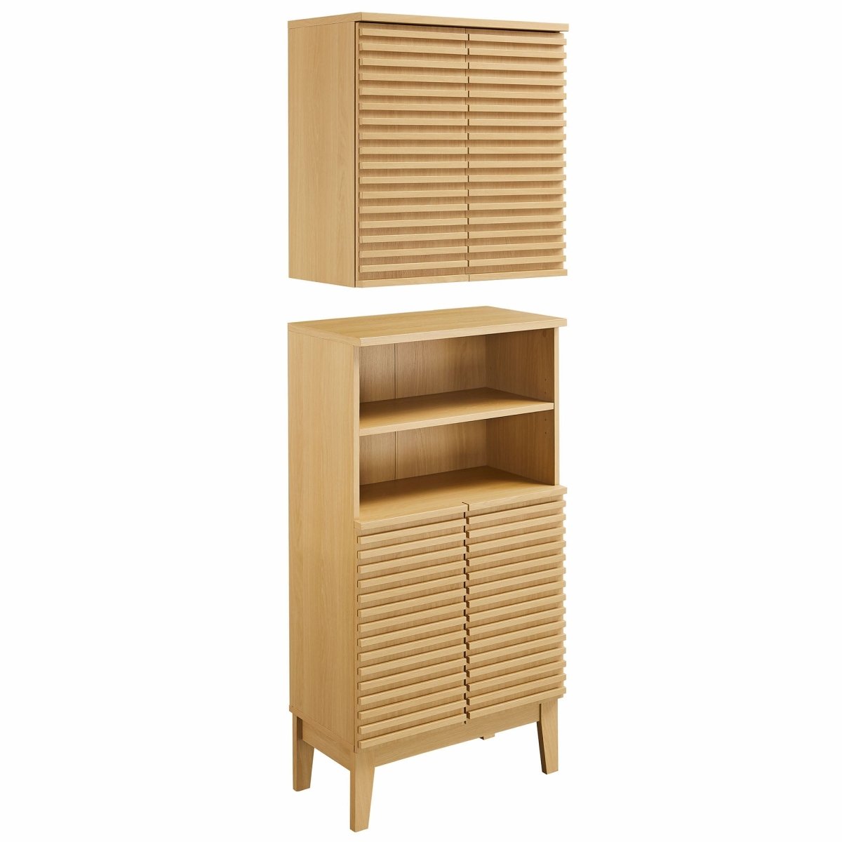 Oak Bathroom Cabinet Set with Freestanding and Wall-Mounted Storage - Bathroom Fixtures - Alpine Outlets