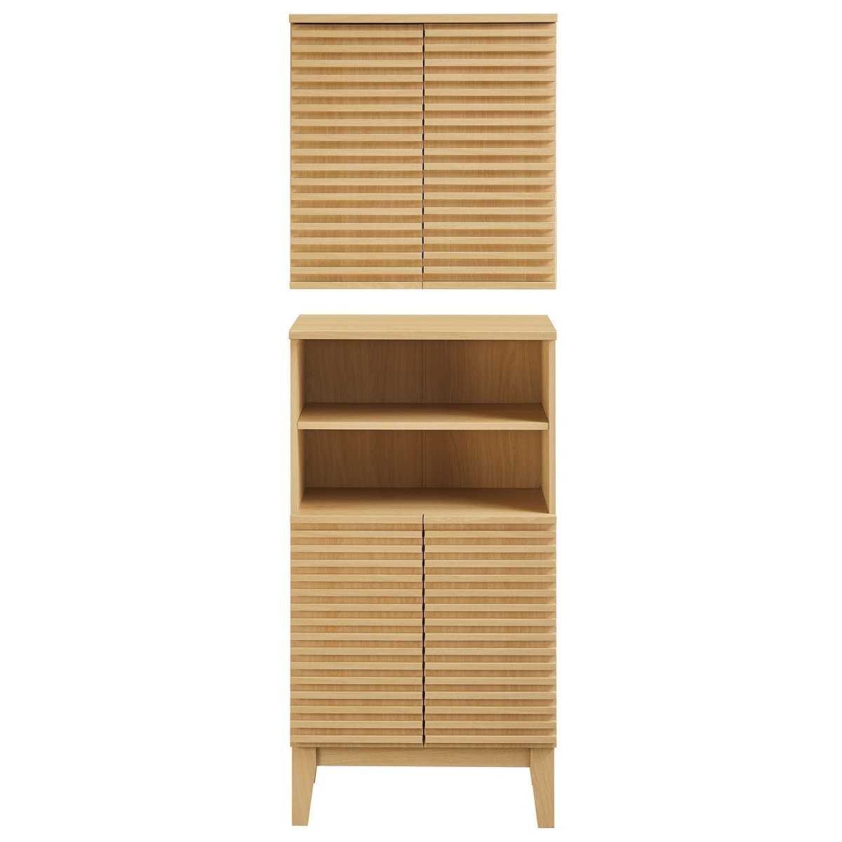 Oak Bathroom Cabinet Set with Freestanding and Wall-Mounted Storage - Bathroom Fixtures - Alpine Outlets