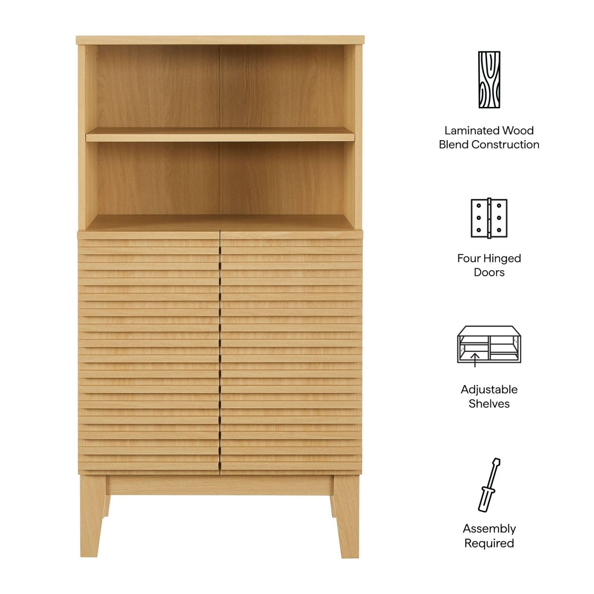 Oak Freestanding Bathroom Storage Cabinet - Bathroom Fixtures - Alpine Outlets