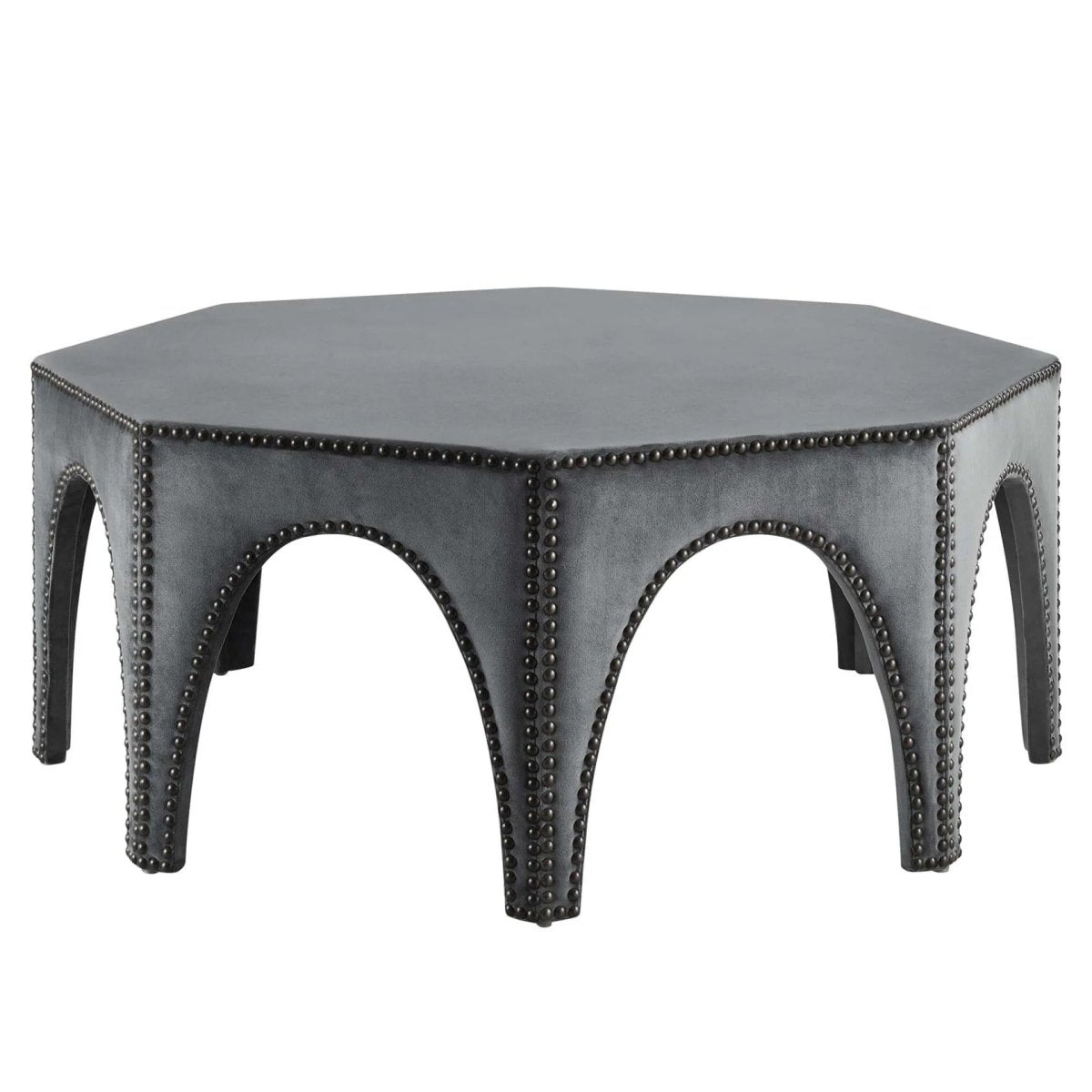 Octagon Velvet Ottoman with Nailhead Trim β 44 Inch - Ottomans available at Alpine Outlets in Denver