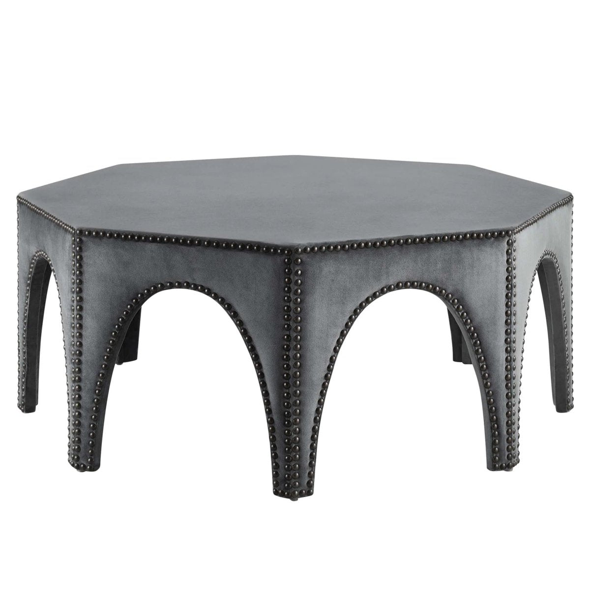 Octagon Velvet Ottoman with Nailhead Trim β 44 Inch - Ottomans available at Alpine Outlets in Denver