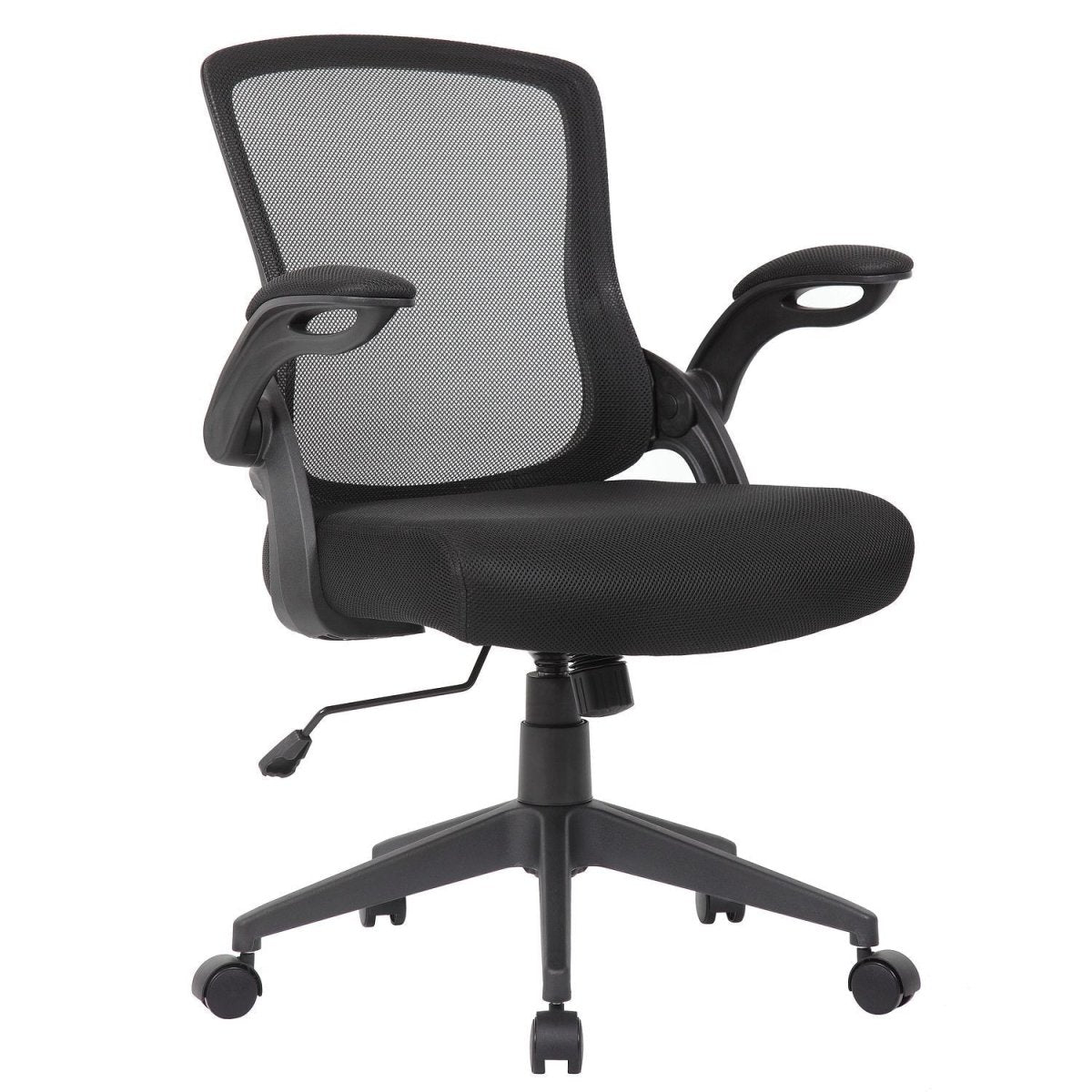Office Chair & Mid Back Design, Adjustable Height And Foldable Armrests - Black - Swivel Chairs available at Alpine Outlets in Denver