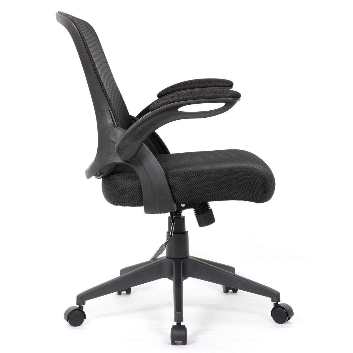Office Chair & Mid Back Design, Adjustable Height And Foldable Armrests - Black - Swivel Chairs available at Alpine Outlets in Denver