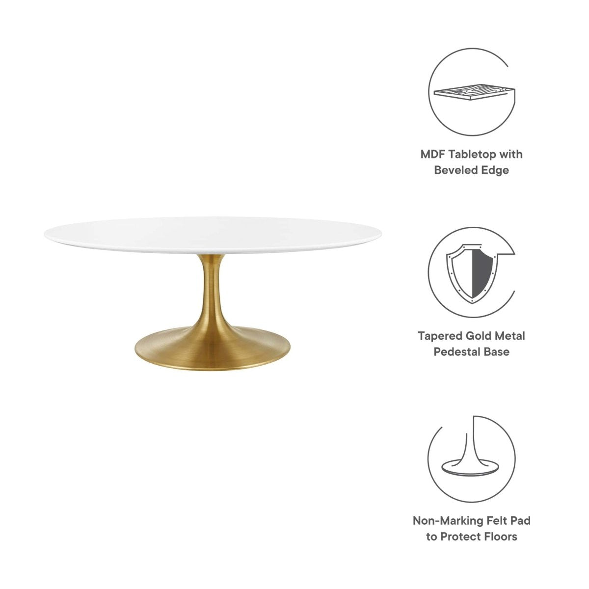 Oval Wood Pedestal Coffee Table - Coffee Tables available at Alpine Outlets in Denver