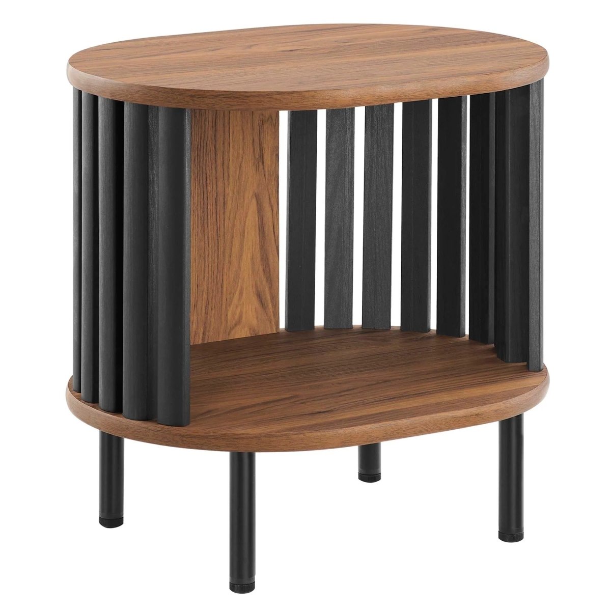 Oval Wood Side Table with Storage and Metal Legs β 20 Inch - End & Side Tables available at Alpine Outlets in Denver