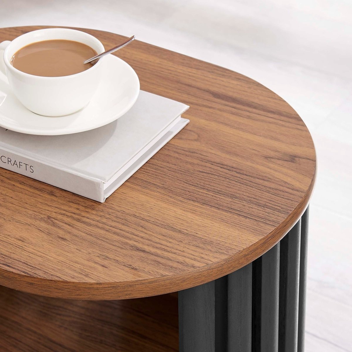 Oval Wood Side Table with Storage and Metal Legs β 20 Inch - End & Side Tables available at Alpine Outlets in Denver