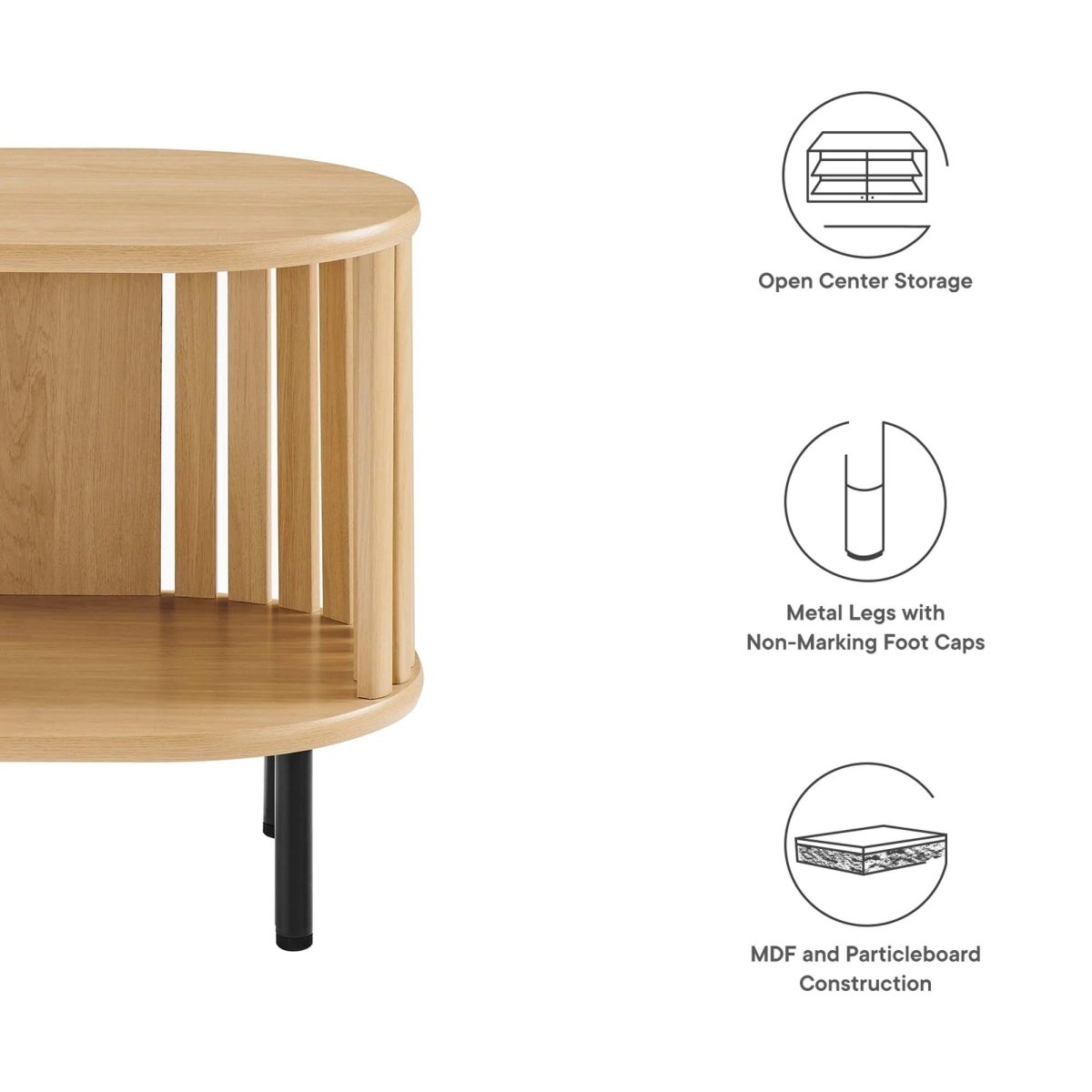 Oval Wood Side Table with Storage and Metal Legs β 20 Inch - End & Side Tables available at Alpine Outlets in Denver