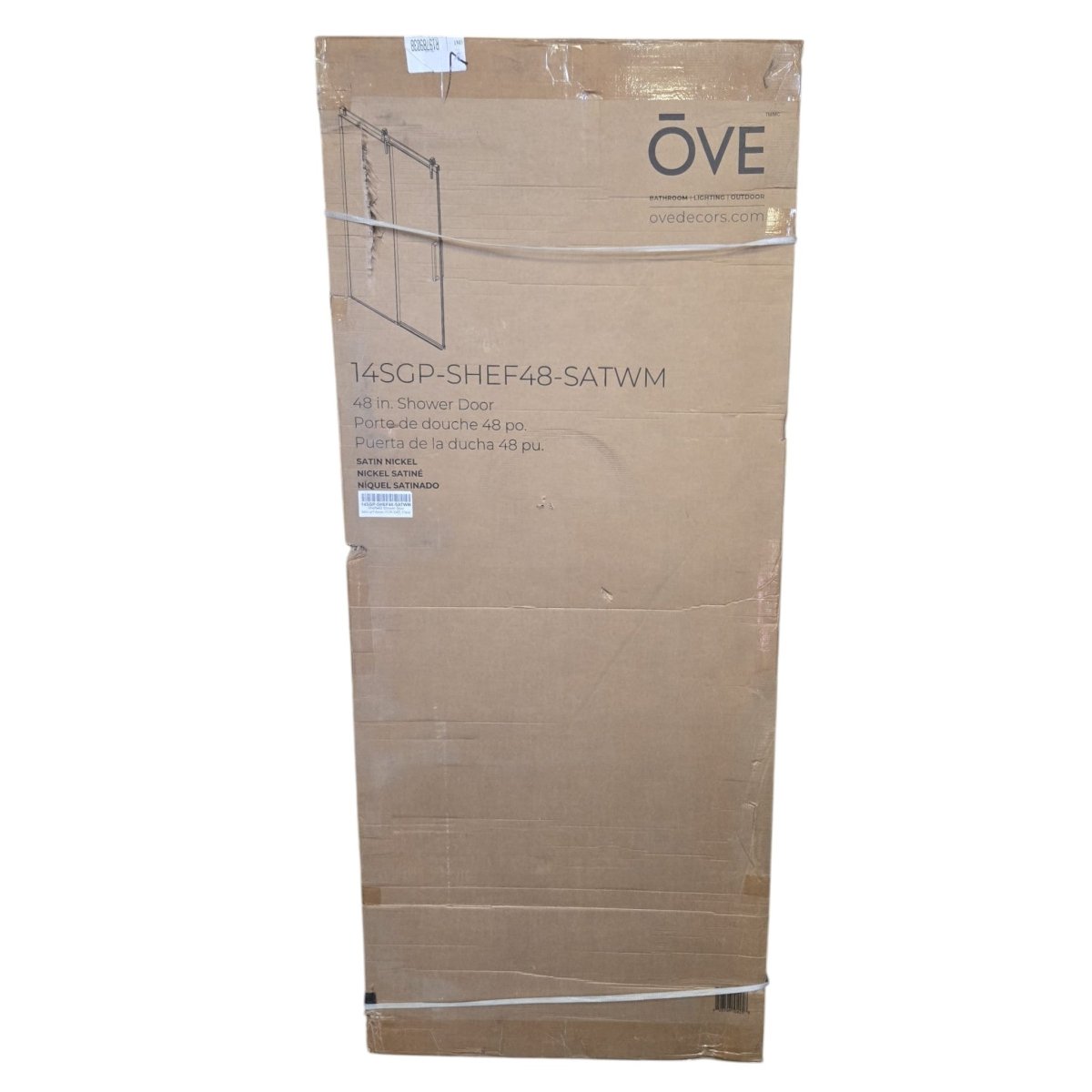 OVE Decors Kelsey Frameless Sliding Shower Door – 48" Clear Glass - Bathroom available at Alpine Outlets in Denver