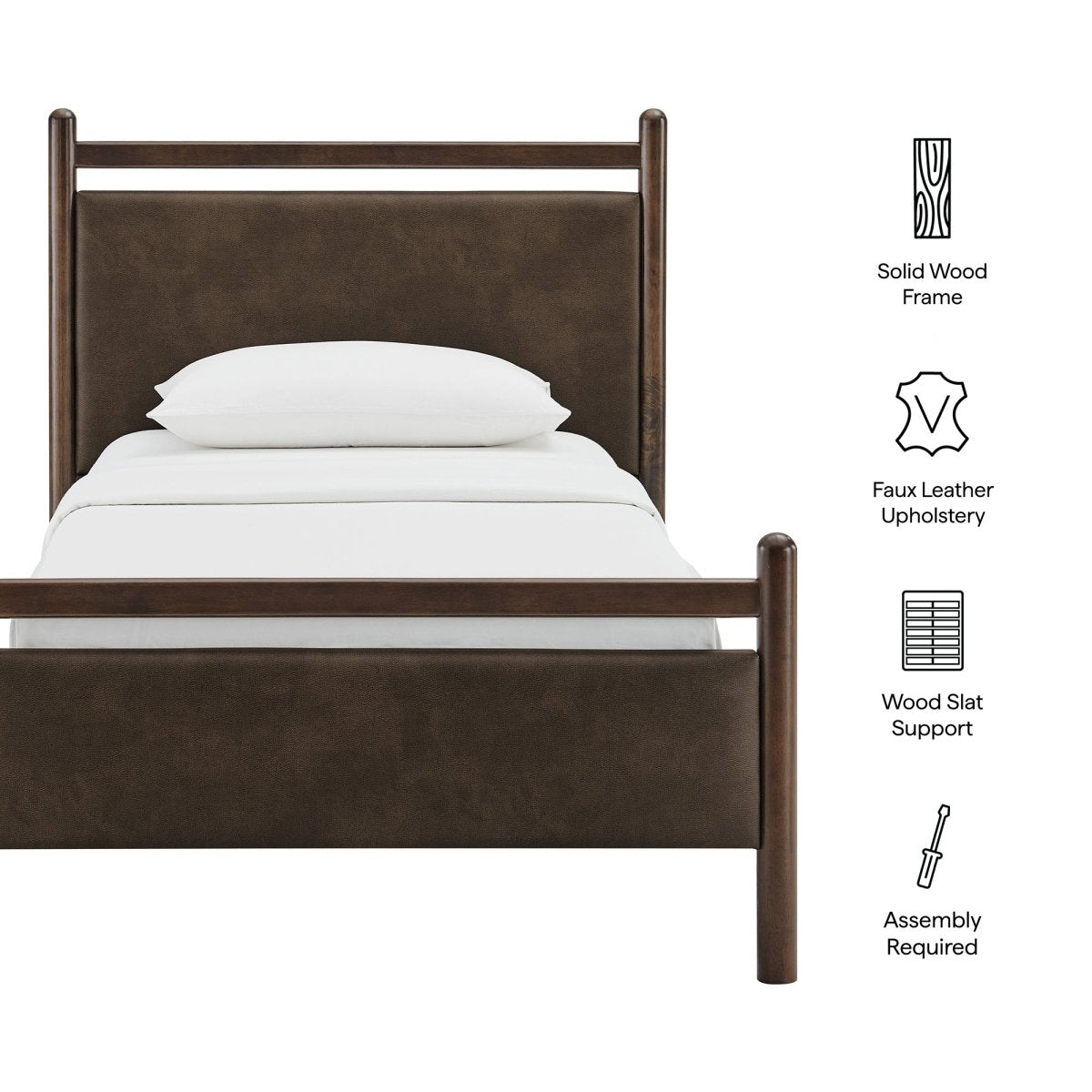 Padded Fabric Platform Bed with Light Oak Accents - Platform Bed available at Alpine Outlets in Denver