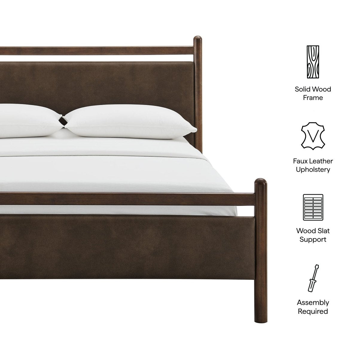 Padded Fabric Platform Bed with Light Oak Accents - Platform Bed available at Alpine Outlets in Denver