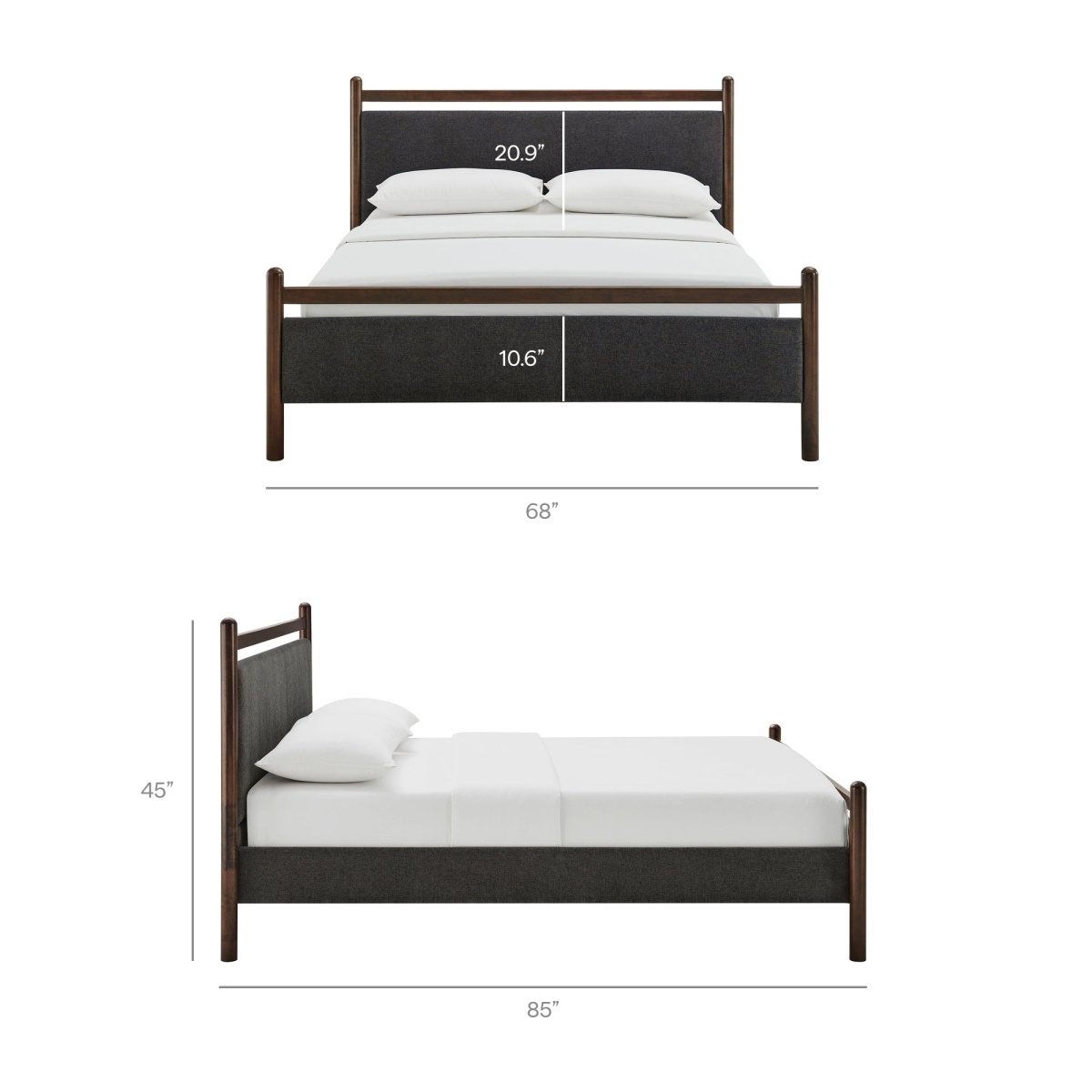 Padded Fabric Platform Bed with Light Oak Accents - Platform Bed available at Alpine Outlets in Denver