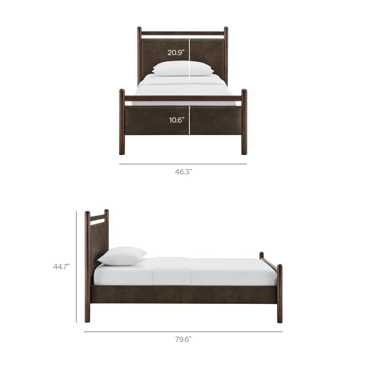 Padded Fabric Platform Bed with Light Oak Accents - Platform Bed available at Alpine Outlets in Denver