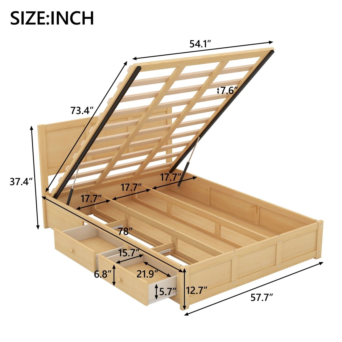 Platform Bed With Underneath Storage And 2 Drawers - Storage Beds available at Alpine Outlets in Denver