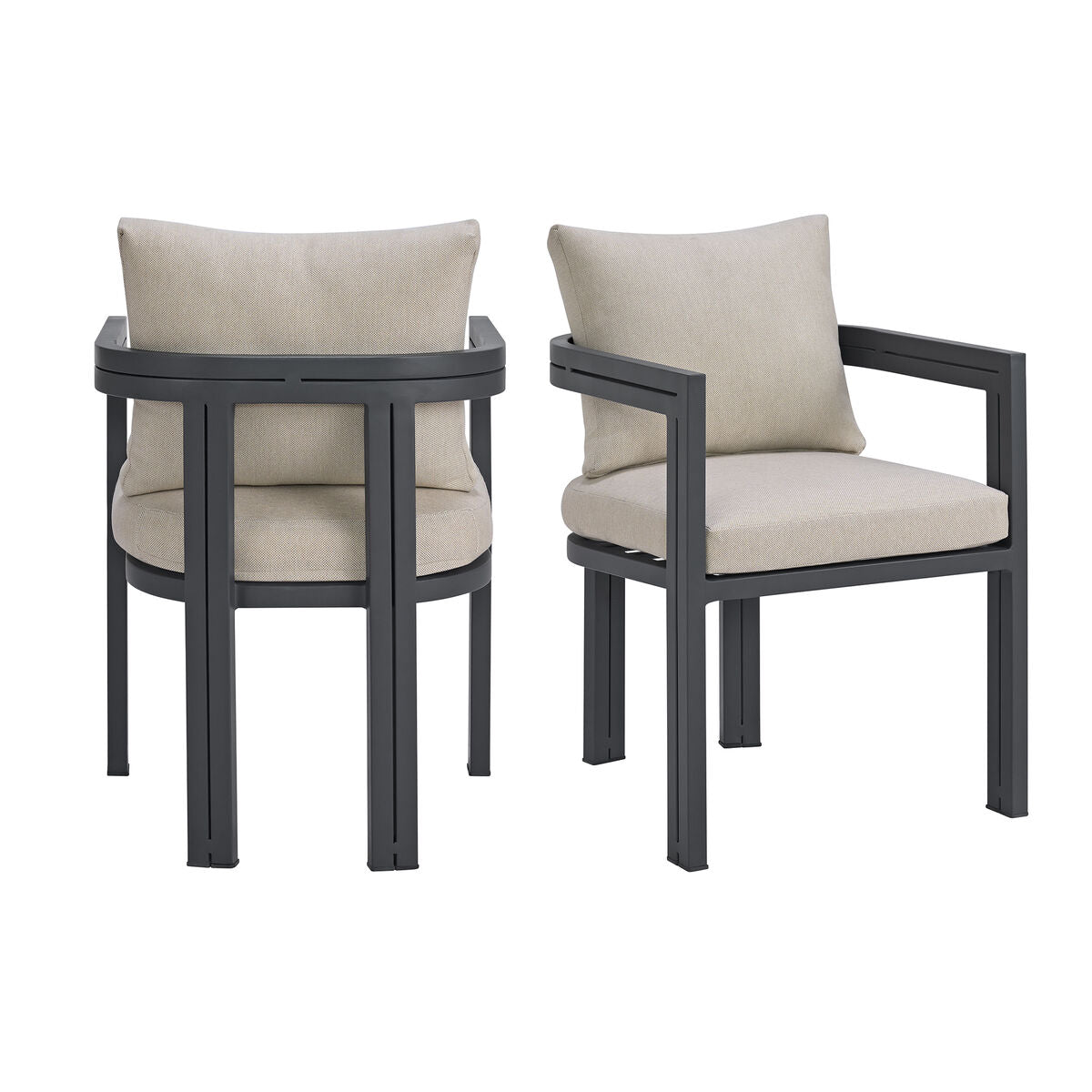 Playa Dark Grey Olefin Beige Outdoor Dining Chair Set of 2