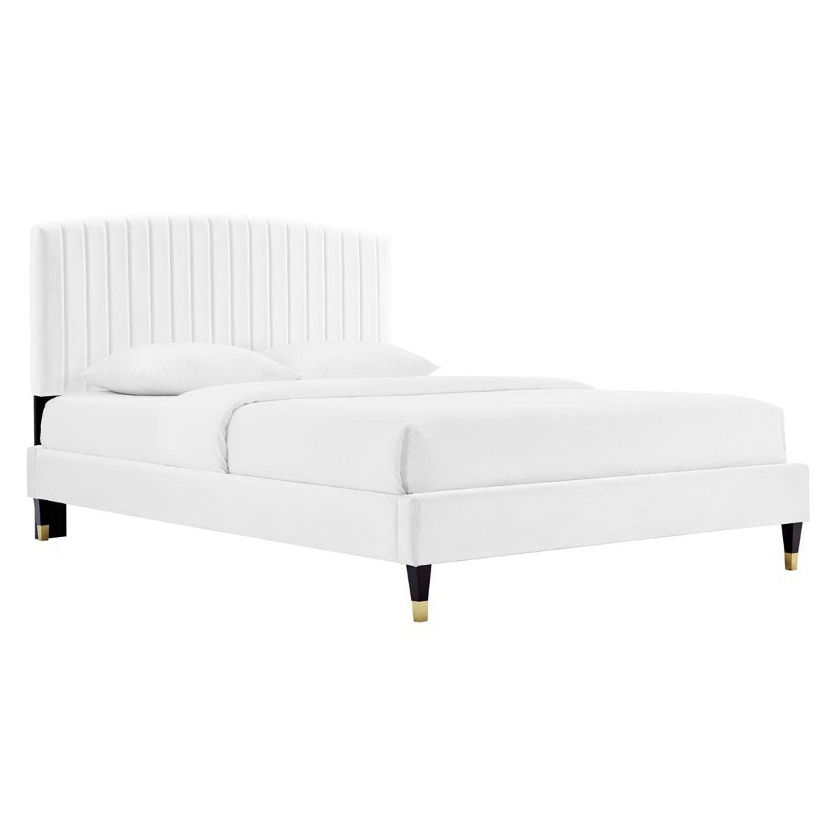 Queen Channel Tufted Performance Velvet Platform Bed - Platform Bed available at Alpine Outlets in Denver