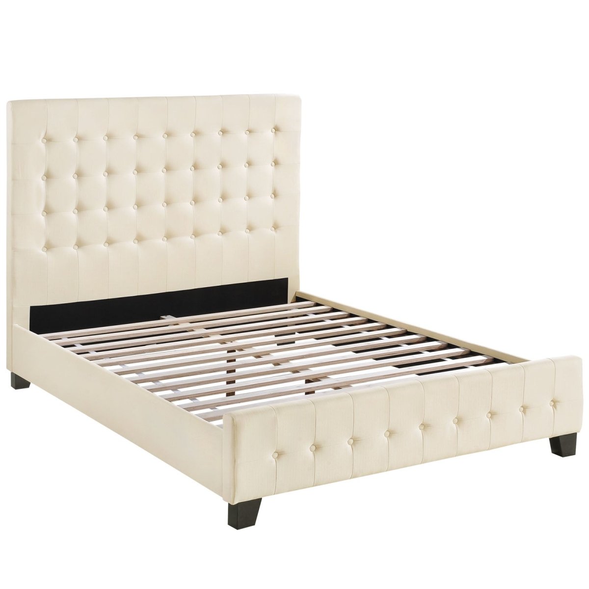Queen Deep Tufted Fabric Upholstered Platform Bed in Ivory - Platform Bed available at Alpine Outlets in Denver