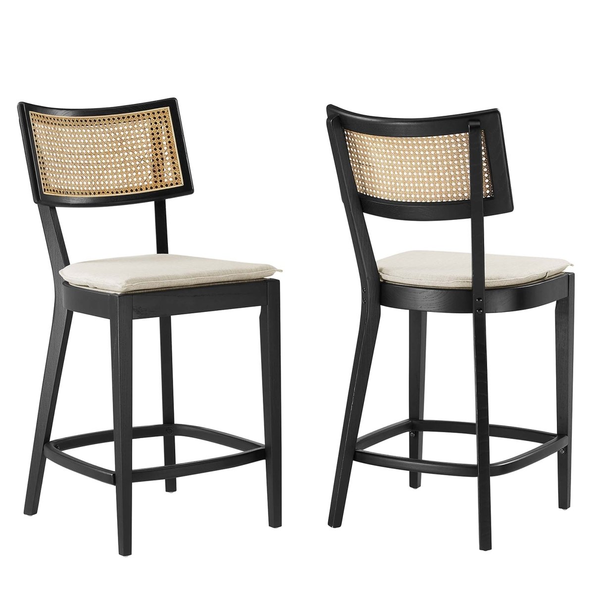 Rattan Back Wood Counter Stools Set of 2 - Stools available at Alpine Outlets in Denver