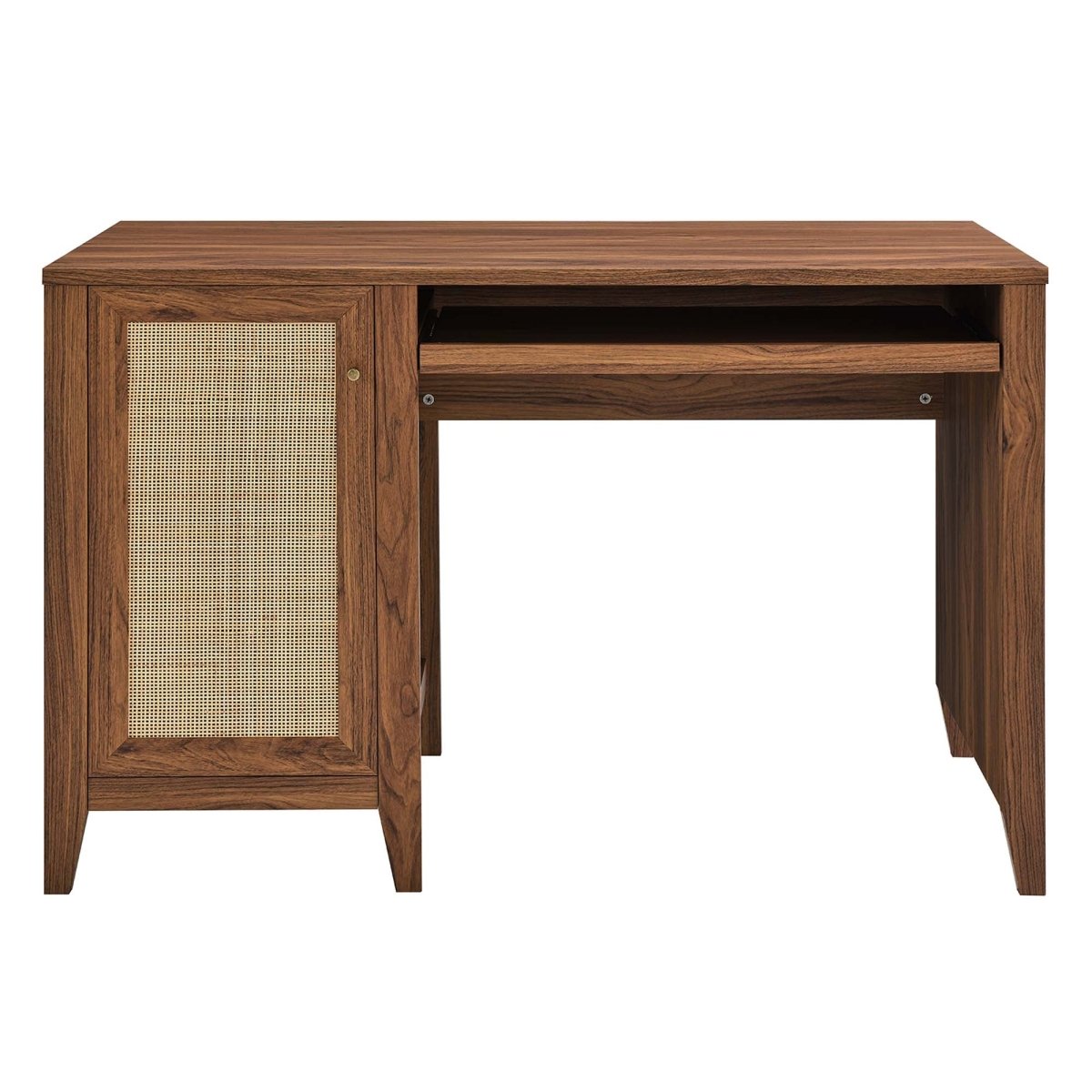 47" Walnut Rattan Office Desk with Storage - Workspace - Alpine Outlets